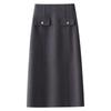 Women's High-Waisted Gray Wool Bodycon Skirt - Autumn/Winter 2024 A-Line Retro Mid-Length Skirt
