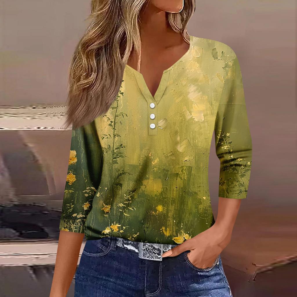 Women's 3/4 Sleeve Shirts Graphic Tees Shirts Casual Basic Tops Pullovers