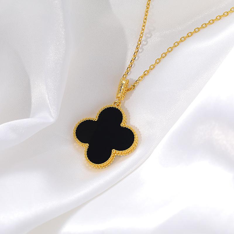 

Новая Мода Крупные Цветы Двусторонняя Четырехлистный Клевер Титановая Сталь Натуральный Перламутр Модный Темперамент Легкая Роскошь Ожерелье на Ключицу