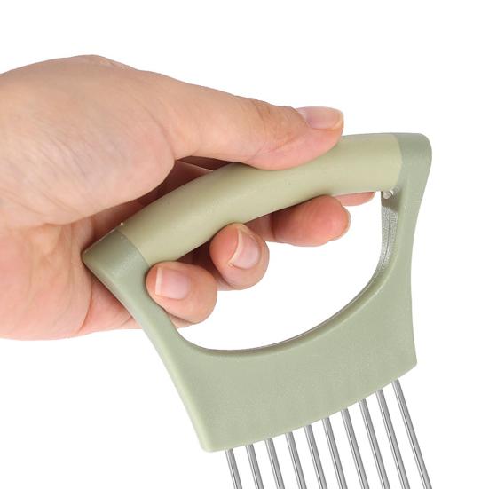 Lökdelare Hållare 10 Rostfria Tappar Halkfritt Grepp Grönsaksskärare för Lökar Potatis Tomater Citroner Kött Hållbart Köksverktyg