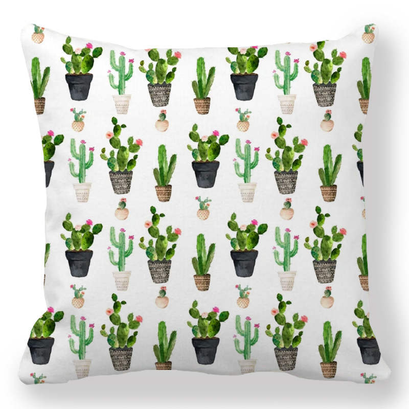 Indoor Home Bedroom Sofa Bed Chair Pillow Suite Room Aesthetic Art Cactus Succulent Plant Pillowcase