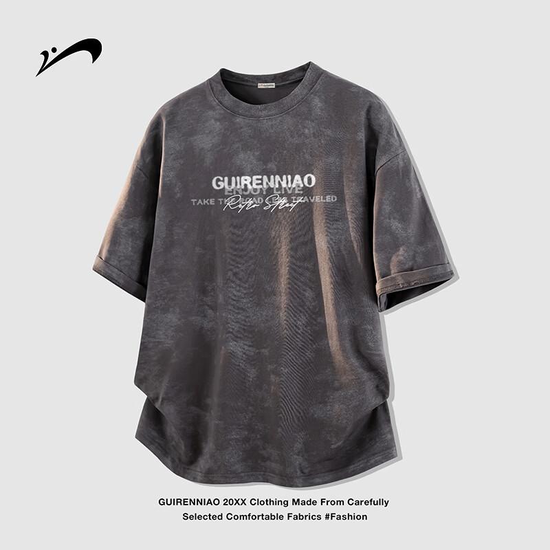 Guirenniao Men s Retro Tie-Dye Short Sleeve T-Shirt L