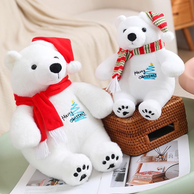 Scarf Polar Bear Doll Christmas Scarf Polar Bear Christmas Hat Holiday Gift Doll