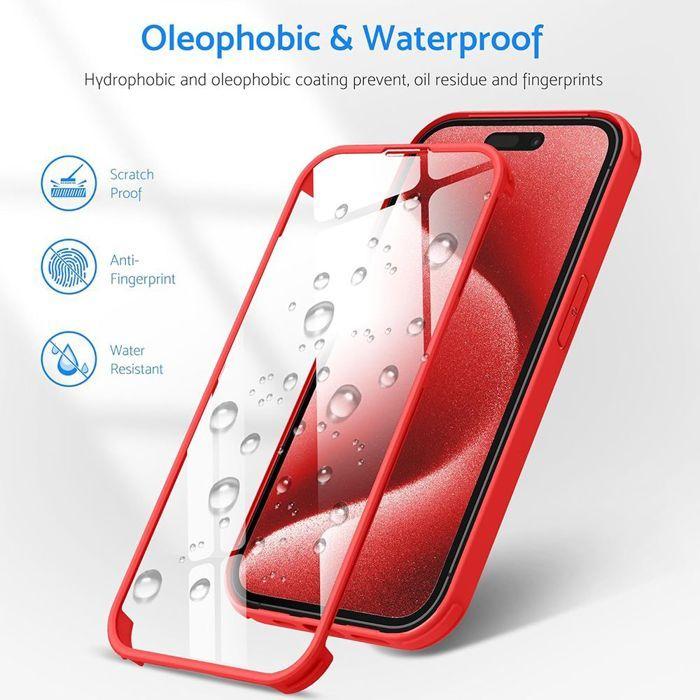Coque pour iPhone 18 Pro, Protection Intégrale Avant et Arrière - Bordure Rouge