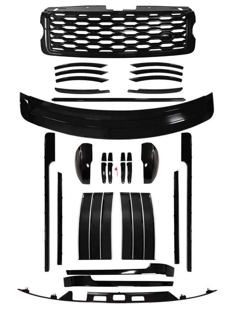 13-18 Range Rover Executive Schwarzes Karosserie-Kit: 22-teiliges Zierleisten-Set mit Gitter, Haifischkiemen & Türgriffen