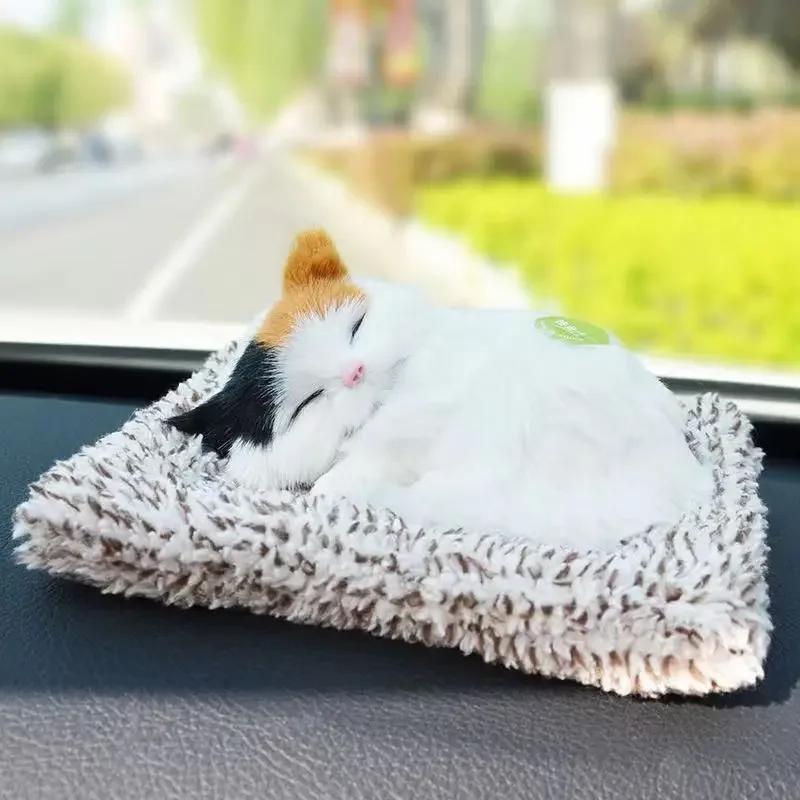 Simulierte Katzen Plüschtiere für Kinder Kuscheltiere Schlafende Katze mit Berührungs-Wein-Geräusch Kinderzimmer Dekoration Geburtstagsgeschenk