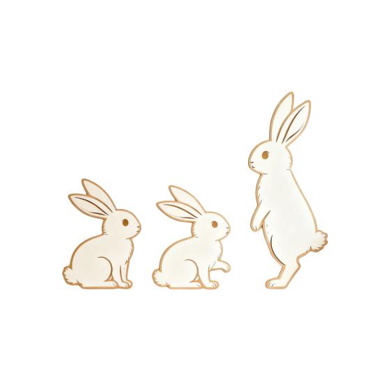 3 Stück Niedlicher Hase Wandaufkleber Cartoon Osterhase Wandsticker Holz Wandbilder Hase Wand