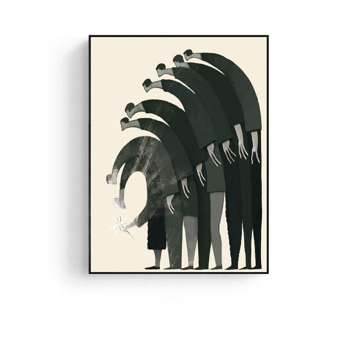 Modern Art Black White Abstract Characters Poster Canvas Painting Print Art Wall Pictures for Living Room Home Decor Cuadros