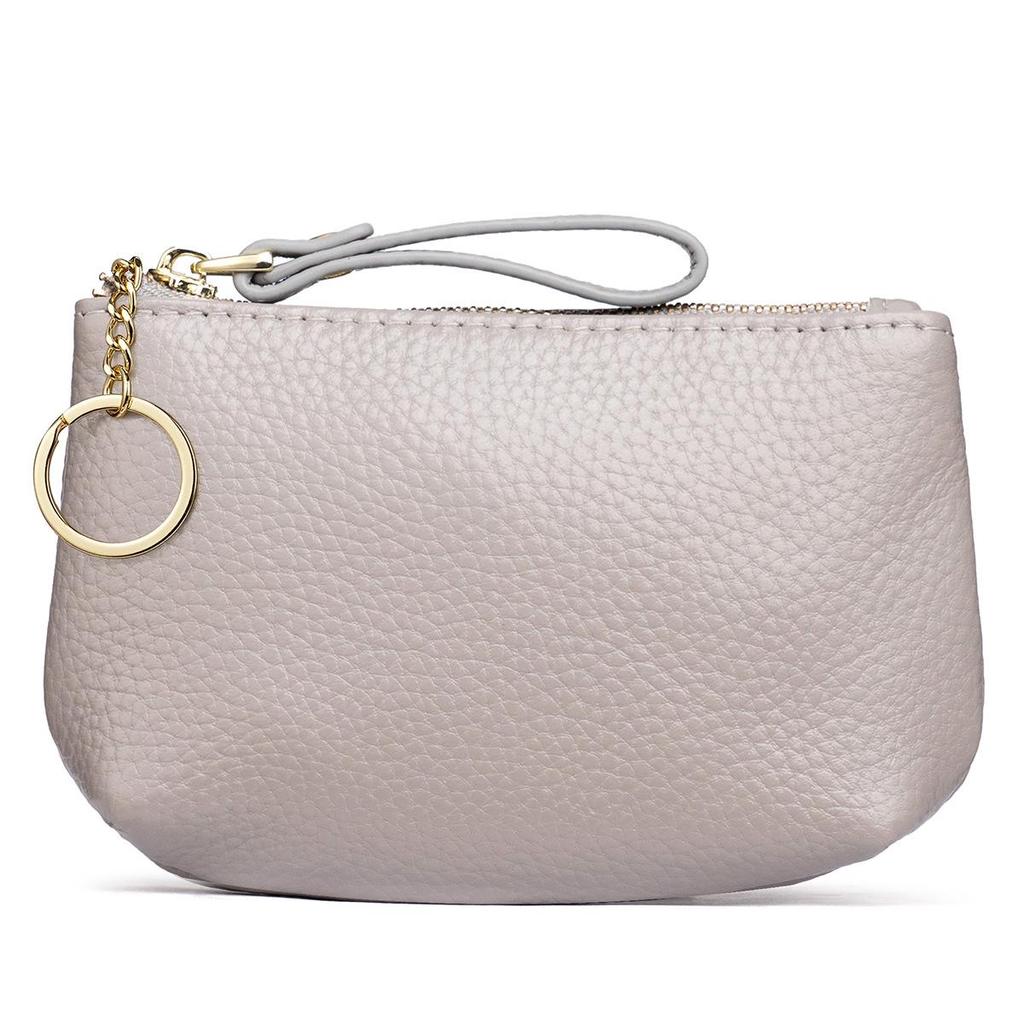 Women's Genuine Leather Coin & Key Purse - Cowhide Zipper Wallet