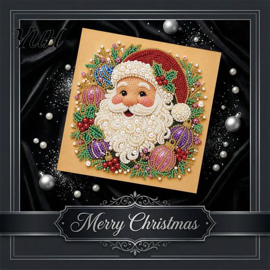 Christmas Craft Supplies for Beginners Faux Pearl Art Kit, DIY Santa Tree Painting Creative Home Decorations 3D Holiday Wall Decor Kit Adults,