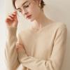 Women's Pure Cashmere Loose Sweater: Round Neck, Solid Black, Versatile Knit Pullover for Autumn/Winter