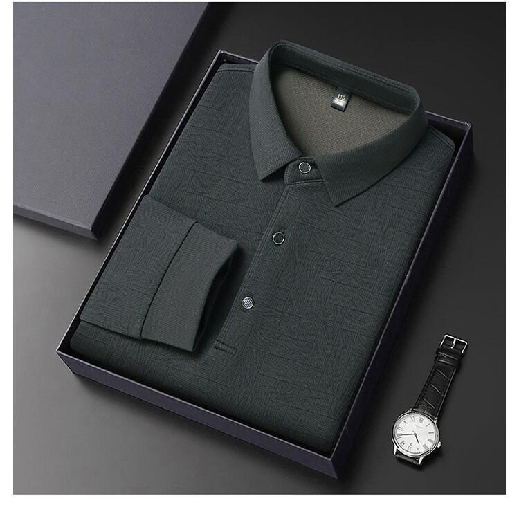 Long Sleeve Men's Autumn Minimalist Lapel Collar Versatile Polo Shirt