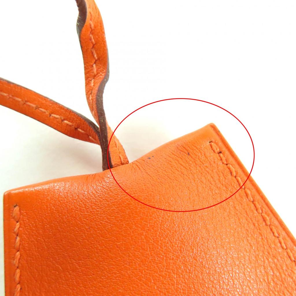 Great HERMES Necklace Margiela-era large clochette with key ring Orange leather Used