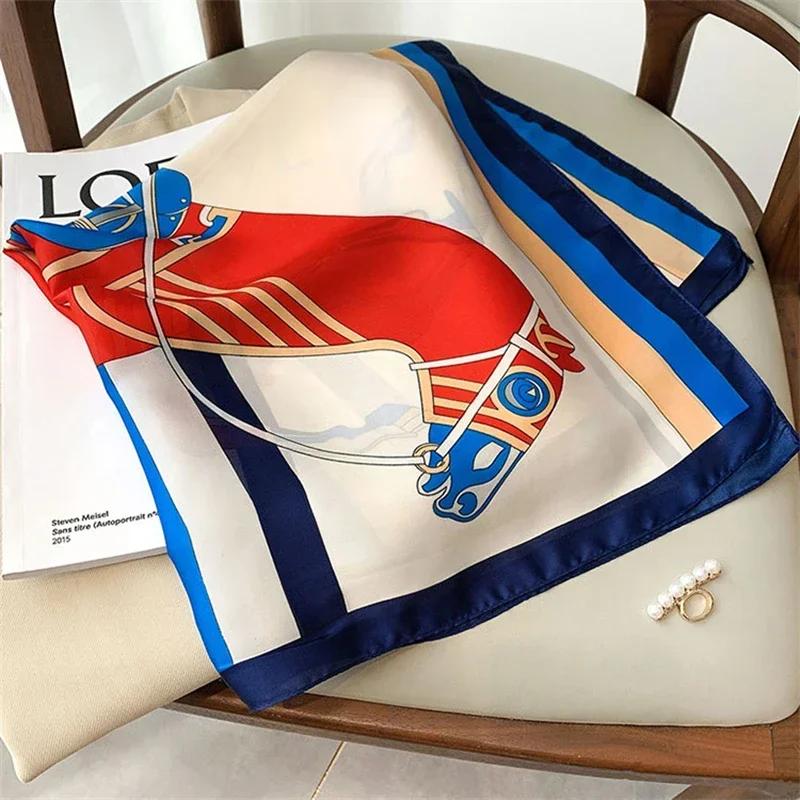 New 70*70cm Silk Satin Hair Scarf Women Handkerchief Printed Female Square Head Bandana Small Neck Muffler Hijab Lady Girl
