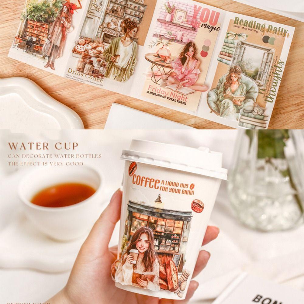 20 Sheets Girls Life Theme Stickers DIY Collage Decorative PET Girls Handbook Have a Good Day Durable Sticker Book