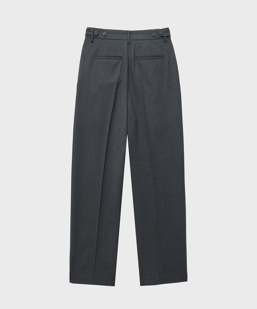 NOIRER Wool One-Tuck Relaxed Slacks (Gray)
