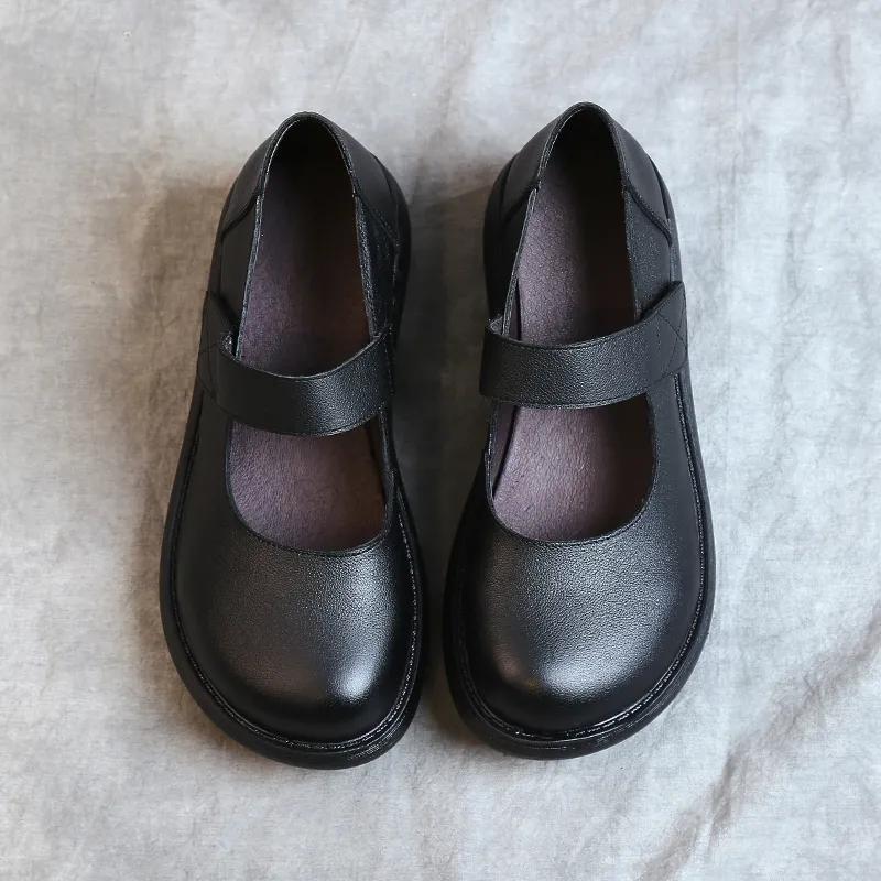 

Мода GKTINOO Мода Весна Женская Обувь 2025 Винтаж Ручная Работа Натуральная Кожа Женские Туфли на Плоской Платформе Комфортная Обувь на Платформе Черный 4