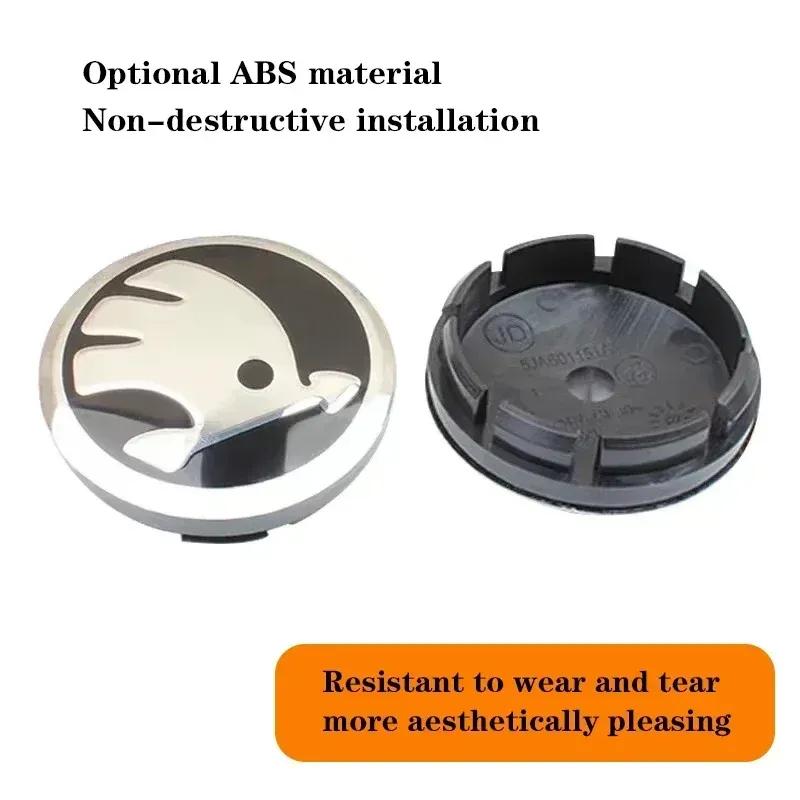 55/65MM Estilo de Carro Tampas Centrais de Roda Calotas Substituição Para Skoda Octavia Rapid Kodiaq Karoq Fabia Kamiq Superb Derivativ