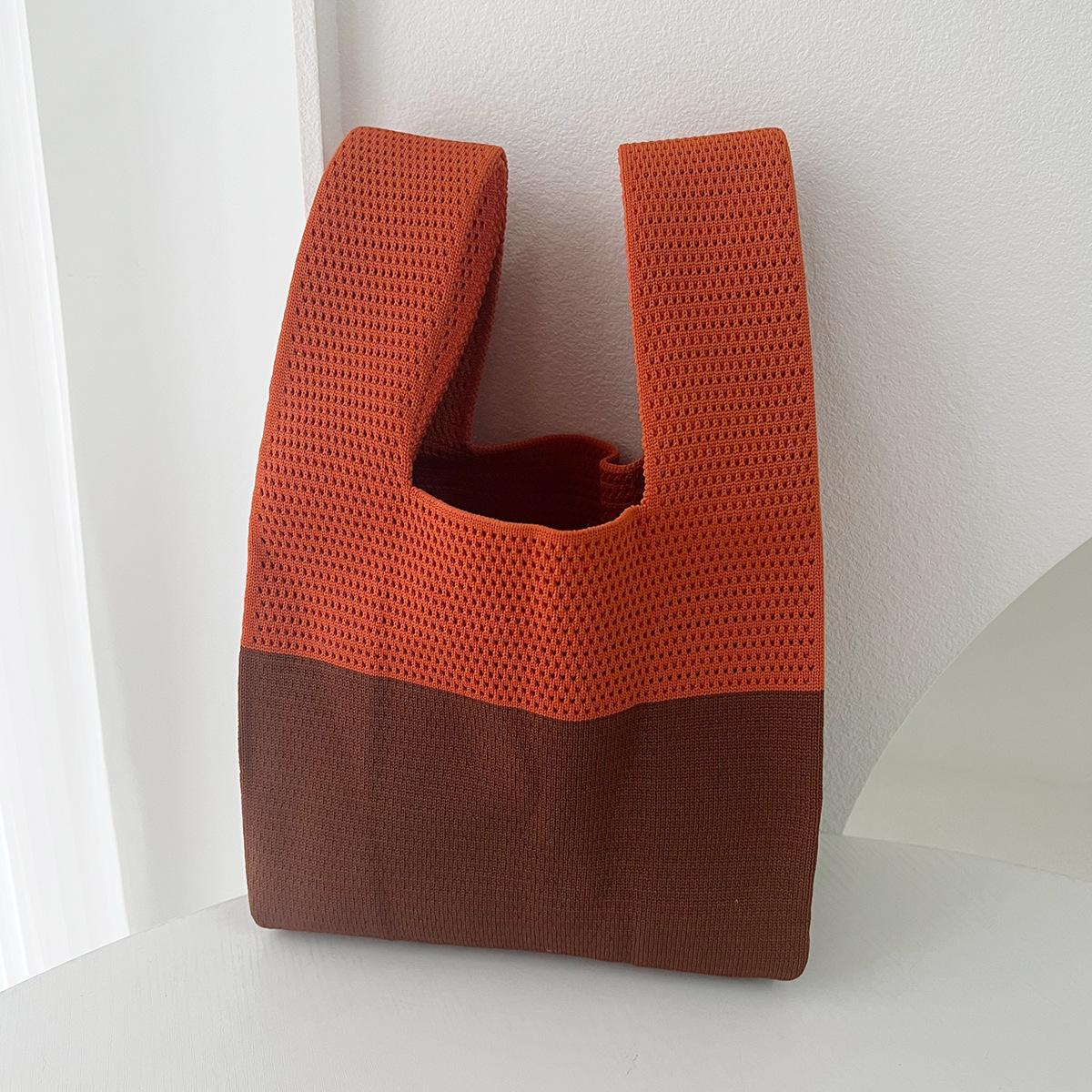 Полая однотонная вязаная сумка-жилет универсальная сумка для весны и лета большая вместимость сетчатая повседневная сумка для отдыха на открытом воздухе 2035cm 1459₽