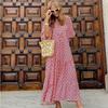 2023 Autumn New Independent Station Hot-selling Geometric Printing Bubble Sleeve Dress Street Fried Street Large Size Women's Clothing