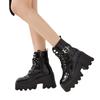 Autumn and Winter Patent Leather Thick-soled Large-size Muffin Bottom Lace-up Buckle Short Boots Martin Boots Women