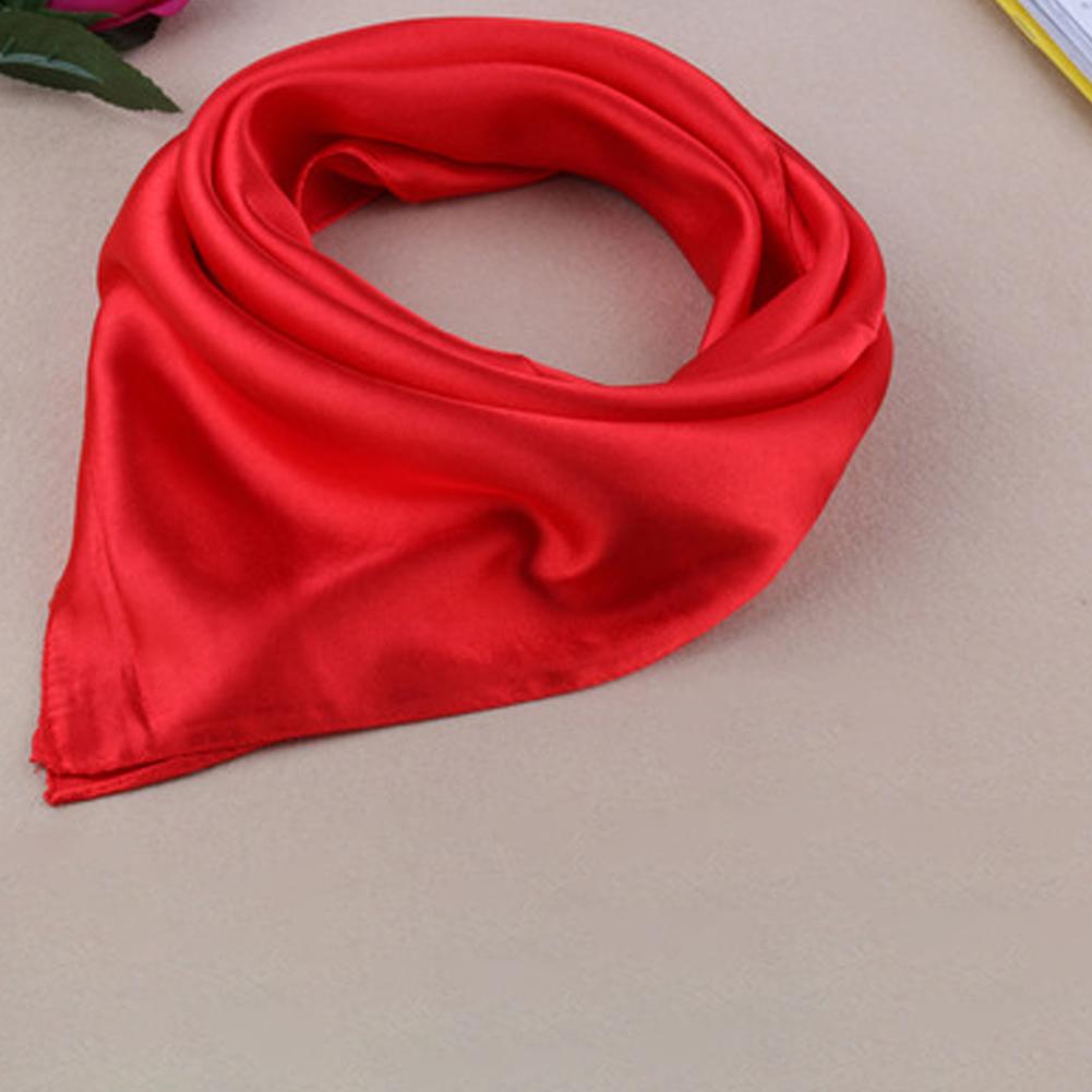 Women Fashion Solid Color Soft Silk Square Scarf Bandana Neckerchief Head Neck Wrap Scarves