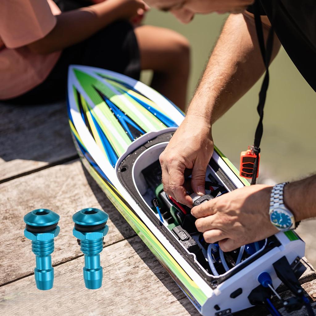 uxcell 2-Pack 20mm M6 RC Boat Water Nipple Drain Nozzle Aluminum Alloy Cooling Tube Extension Kit for RC Boat Motor Cooling System, Blue