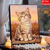 Beautiful Framed Pearl Painting Kit Cute Cat Wearing Necklace DIY 3D Bead Art Canvas Creative Wall Decor Gift for Adults Home Art Craft
