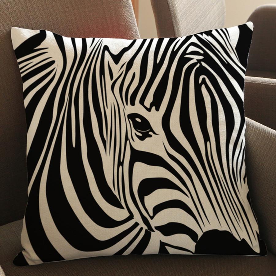 Wild Animal Style Decorative Cushion Cover African Zebra Elephant Giraffe Cotton Linen Square Throw Pillowcase Cojines 45X45Cm
