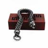 Punk Double Skull Bracelet For Men 316L Stainless Steel Heavy Shiny Skeleton Charm Mesh Chain Mens Bracelets Male Jewelry New