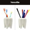 JANKOW Ceramic Pen Cute Desk Organizer with a Fun and Unique Appearance for Offices and Classrooms Tooth-Shaped Holder, (White)