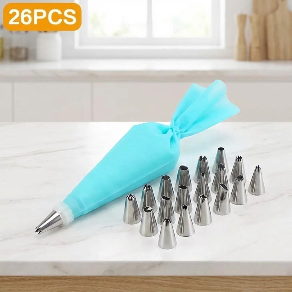 24 PCS Silicone Piping Bags Set with Spout Tips for Cake Decorating Professional Baking Pastry Tools Kit