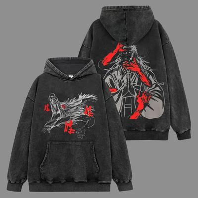 Anime Jujutsu Kaisen Geto Suguru Printing Hooded Men Women Cotton Hoodies Vintage Washed Pullover Harajuku Oversized Sweatshirt