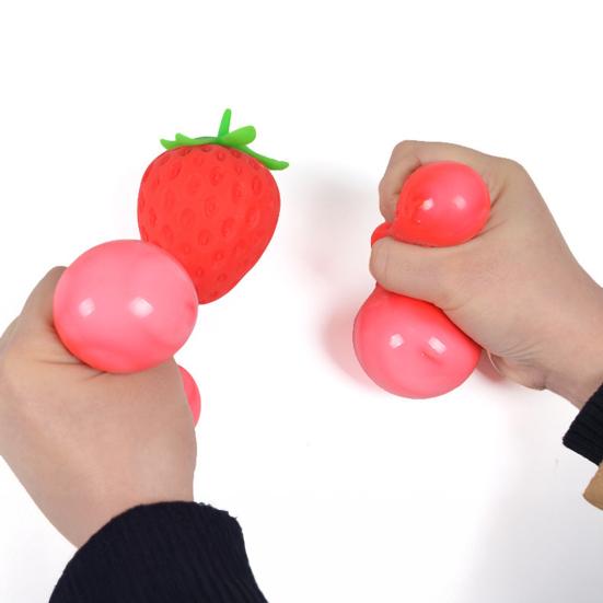1/2/3/4Pcs Red Strawberry Stress Ball Realistic Mini Strawberry Squeeze Fidget Toy Stretchy TPR