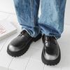 Leather shoes men's autumn and winter young people's casual British style heightened Derby shoes thick-soled black low-top 66501-J [