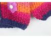 Women's Handmade Rainbow Stripe Floral Sweater Cardigan - Autumn/Winter European & American Style