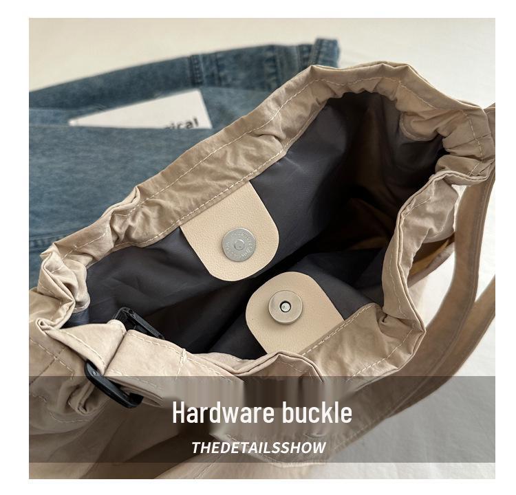 Large Waterproof Nylon Drawstring Shoulder Bucket Bag for Travel & Casual Use