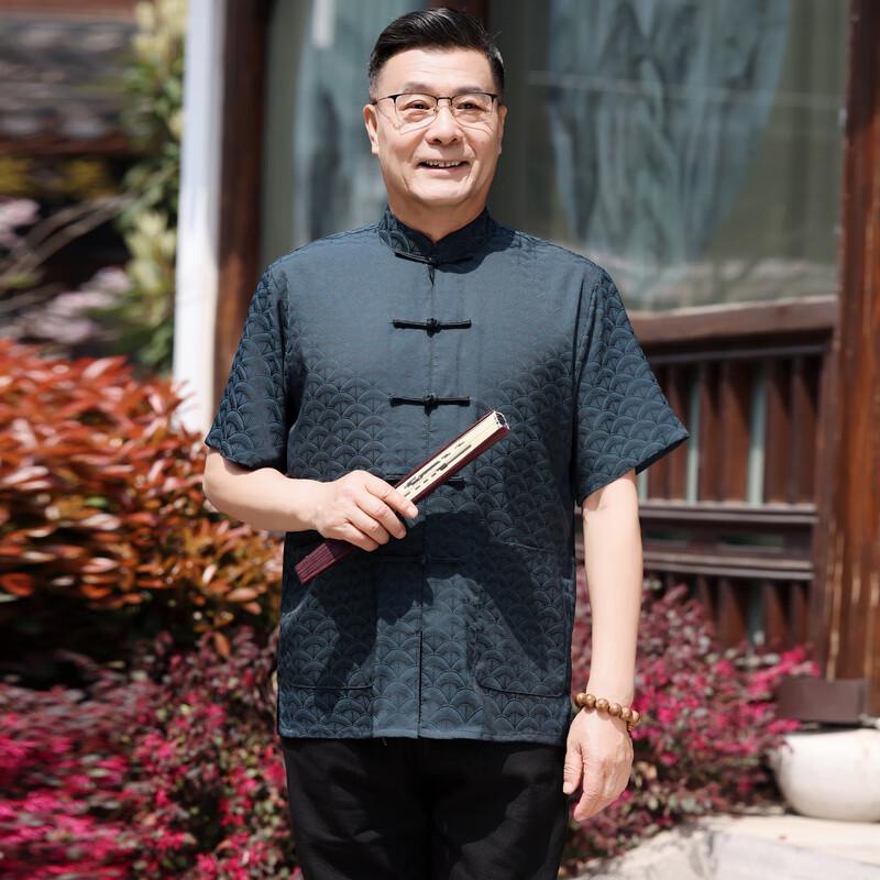 Men's Summer Chinese Style Short-Sleeve Tang Suit Top