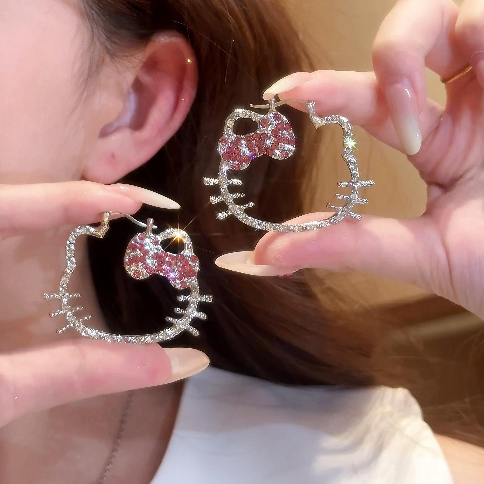 

1 пара порожнистих сережок-кішок, Модні та милі сережки на кожен день, Подарунок-сюрприз на день народження або річницю для дівчини срібний