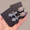 Elegant Sparkling Diamond Kitten Hair Clip with Bowknot - Cute and Chic Duckbill Clip for Bangs Styling