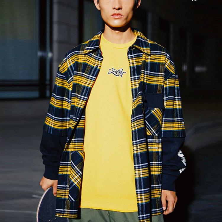 Li Ning Skateboard Series Printed Loose Round Neck Casual Sweatshirt Men sweatshirt Yellow AHSR033-4