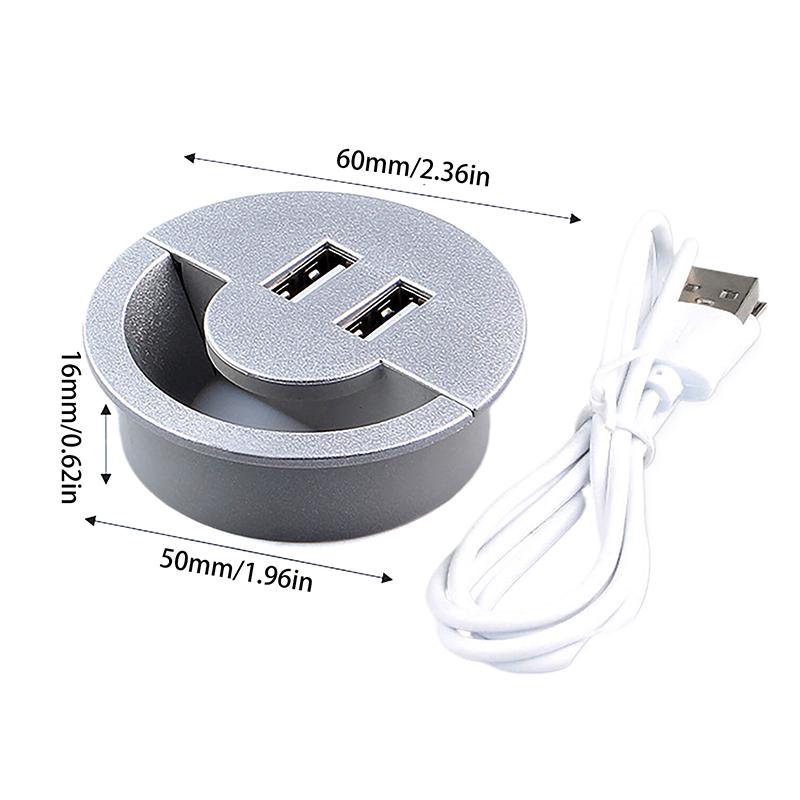 50Mm Wire Hole Cover Round Home Office Table Outlet Port Line Box Computer Desk Cord Grommet With 2 Port Usb Cable Organizer