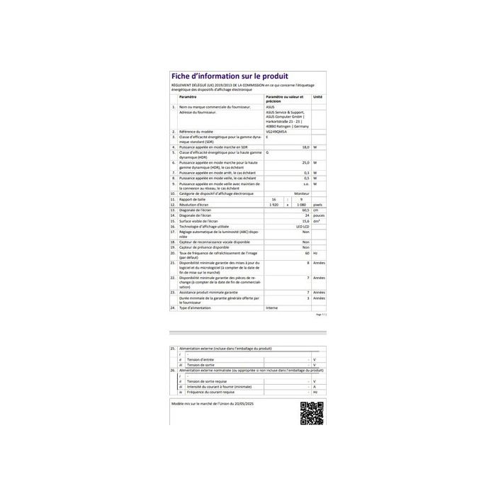 Ecran PC Asus TUF VG249QM5A