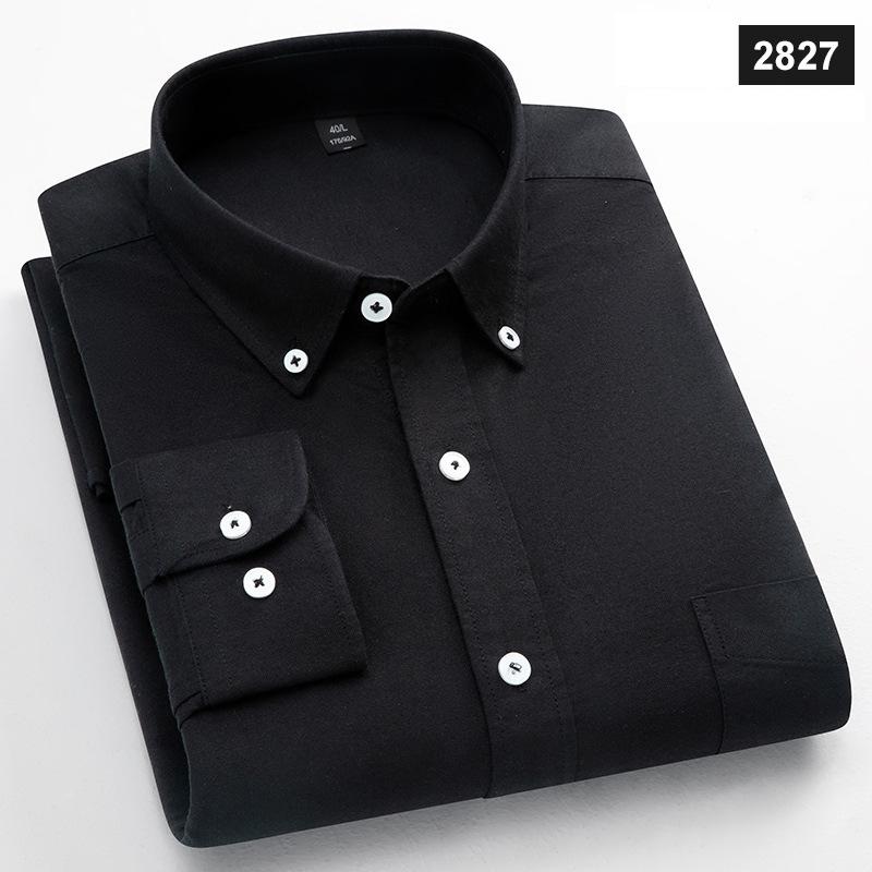 

Класична посадка Модна бавовняна сорочка з довгим рукавом для чоловіків Одна кишеня Приталений крій Повсякденний топ М який Оксфорд Однотонний Офісний одяг M