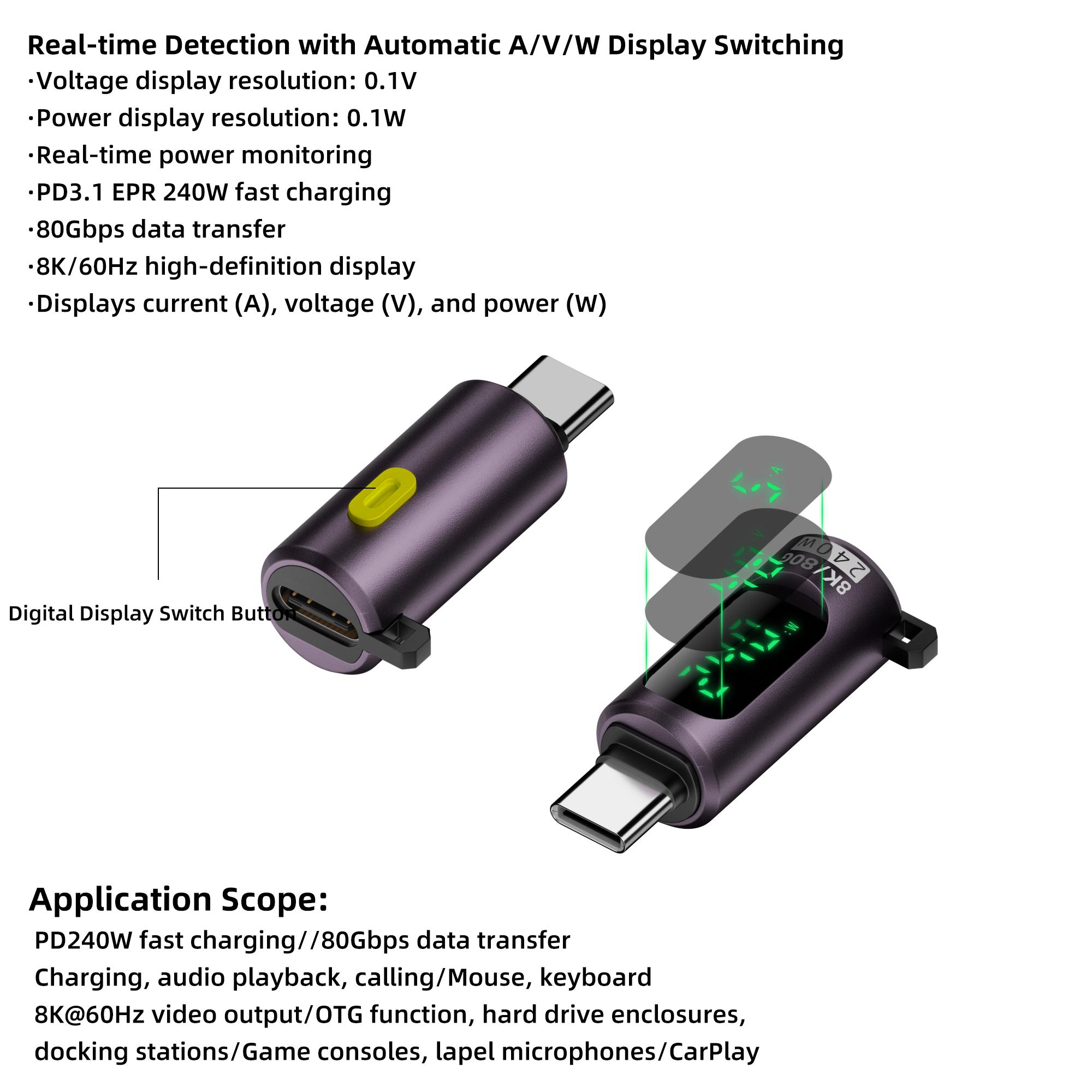 

PD 240W LED display USB 4.0 80Gbps Type C to Type C OTG adapter 8K@60Hz fast charging cable for iPhone Mac Mini Huawei Macbook