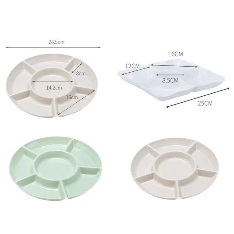 6-Compartment Food Storage Tray Fruit Snack Plate Appetizer Serving Platter
