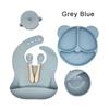 6-Piece Silicone Plate Children's Baby Tableware Set Baby Supplementary Food Bowl Supplies Food Grade Children's Supplies