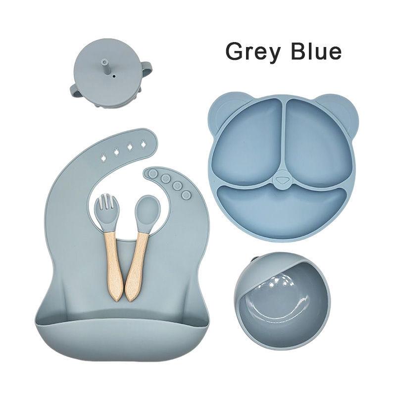 6-Piece Silicone Plate Children's Baby Tableware Set Baby Supplementary Food Bowl Supplies Food Grade Children's Supplies