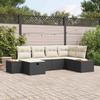 Garden Sofa Set with Cushions and Storage Black Poly Rattan
