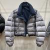 European station double-sided down jacket women's winter new contrasting color casual stand-up collar bread jacket short jacket tide